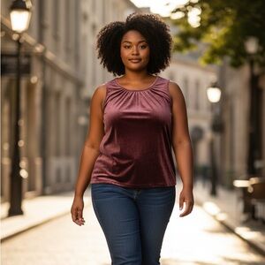 Michael Kors Mauve Sleeveless Velvet Blouse Top